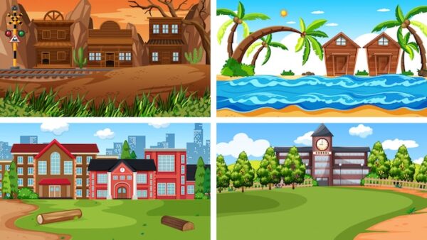 Village Market Background Animarky (Adobe Photoshop BG)
