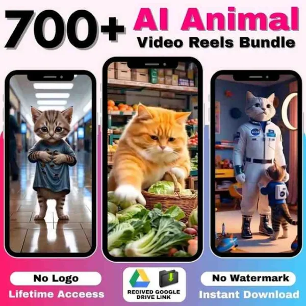 700+ AI Animal Video Reels Bundle | HD Faceless Animal Reels |