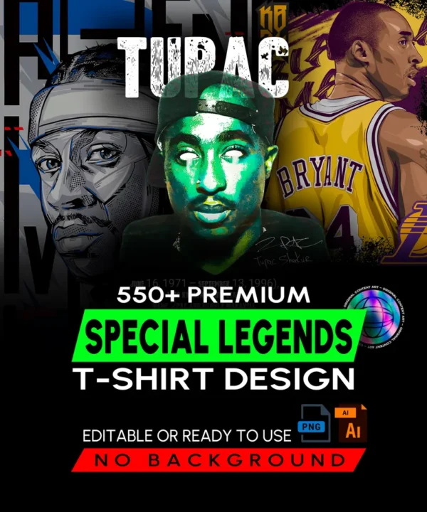 500+ Premium Hip Hop and Basket Designs For DTF T-shirt Printing +400 Premium Mockups